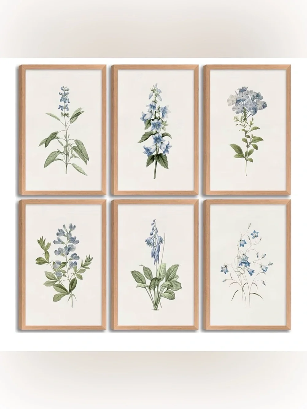 Botanical Blue Floral Wall Art Set - Abrand